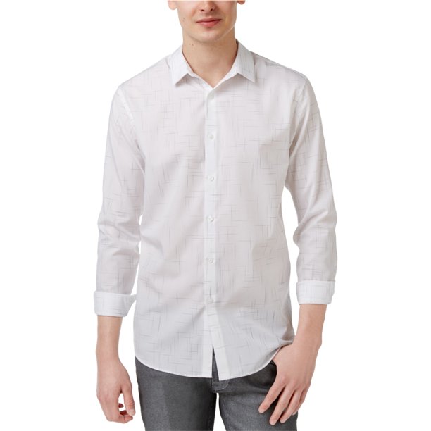 INC - Camisa con botones para hombre, sin planchar, desteñida, blanca, XX-Large