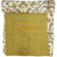 thumbnail image 4 of Handmade Cotton Kantha Quilt, Ikat Flower Print with Colorfull Accents, Traditional Indian Kantha Gudri (Queen Size - 90" x 108"), 4 of 4