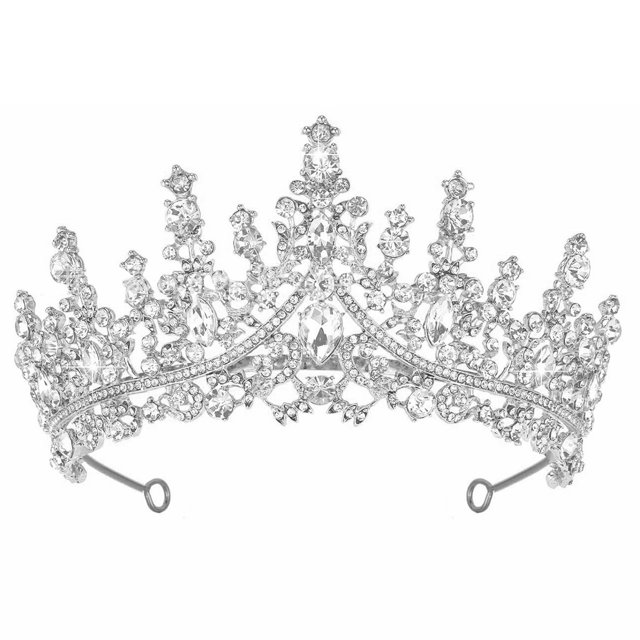 Papoopy Tiara Corona para Mujer Diadema Accesorios para el Cabello para Cumpleaños Boda Fiesta Disfraz (Plata)
