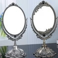 thumbnail image 2 of Metal Tabletop Antique Makeup Mirror Swivel Double Sided Oval Cosmetic Mirror, 2 of 11