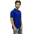 thumbnail image 4 of Atasi Mandarin Collar Men's Short Kurta Cotton Slub Royal Blue Shirt-XX-Large, 4 of 7