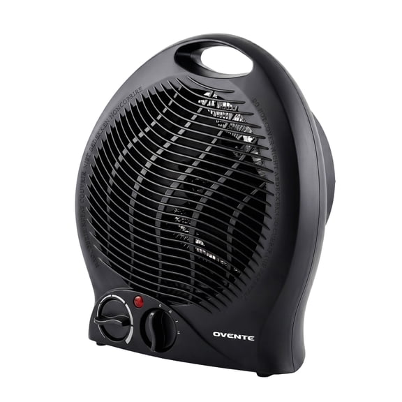 OVENTE Portable Electric Heater with Thermostat Control, Black, HE24B | Tip-Over Switch, Indicator Light & Safety Switch, Space-Saving Heat, Perfect for Indoor, Home, Bedroom, Dorm, Office