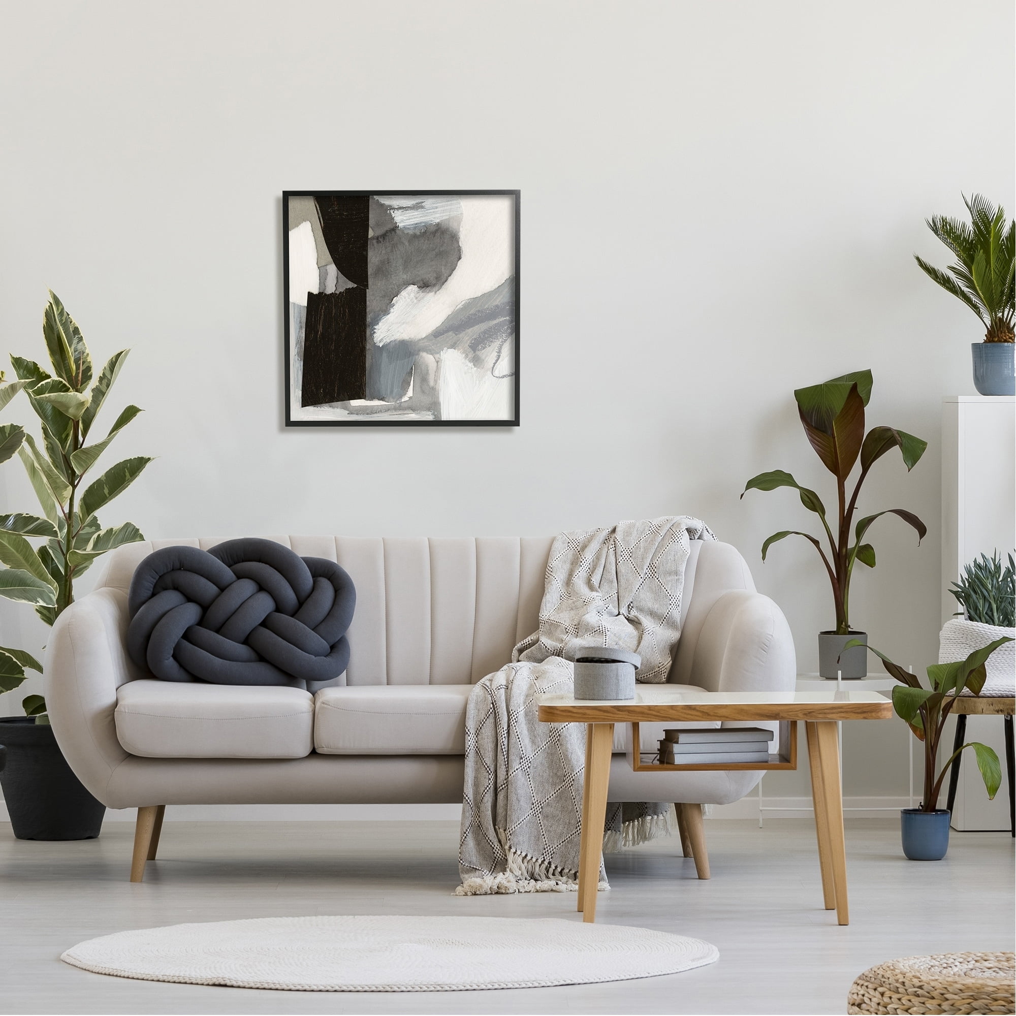 Stupell Industries Bold Black Shapes Layered Abstract Fluid Forms Painting Black Framed Art Print Wall Art, Design by Victoria Barnes