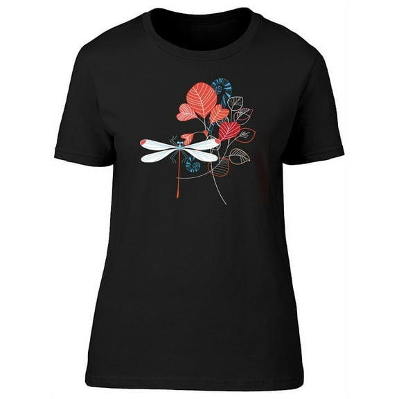 Dragonfly And Summer Leaves T-Shirt Women -Image by Shutterstock, Female Large