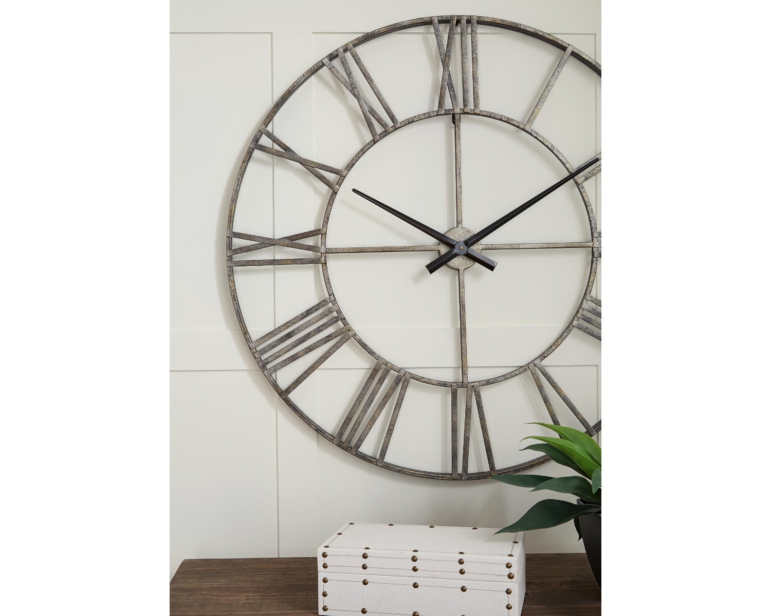 Signature Design by Ashley Casual Paquita Wall Clock  Antique Silver