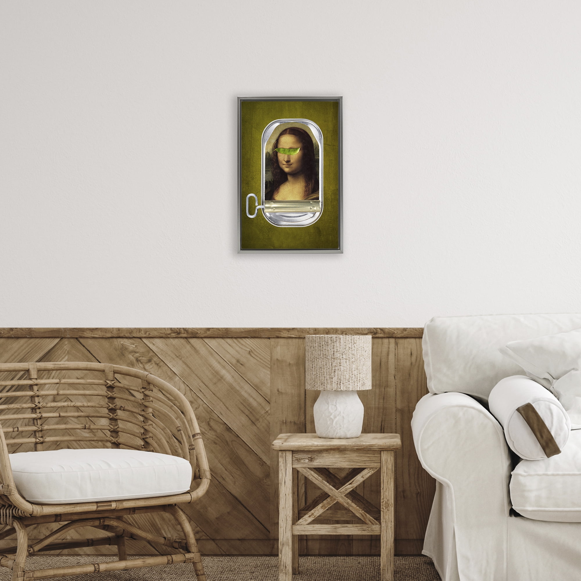 Canned Mona Lisa Gray Framed Floater Canvas Wall Art, design by Elo Marc