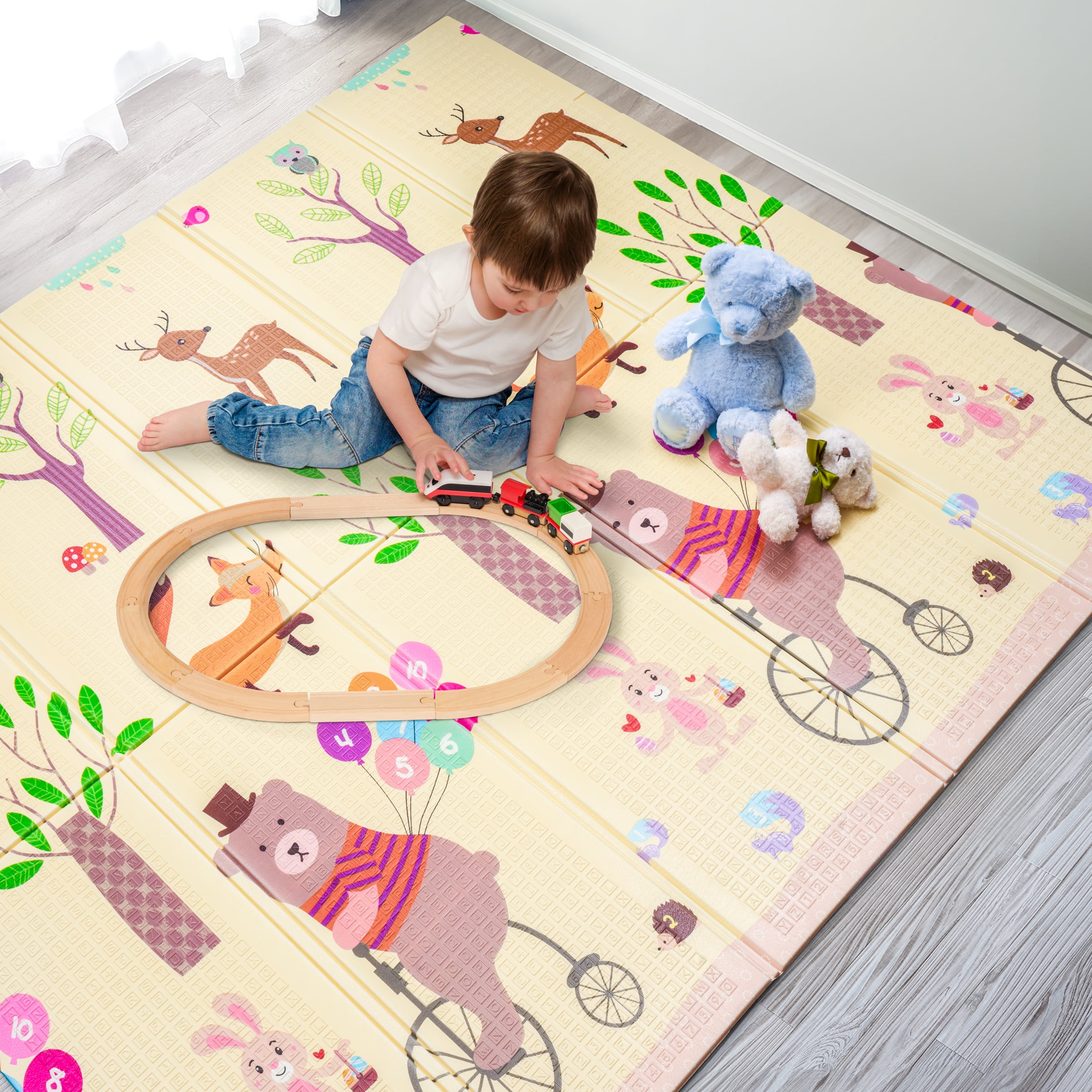 Sorbus Foldable Baby Play Mat, Kids Foam Mats for Floor with Travel Bag - Waterproof Foldable Play Mats for Babies, Infants, Toddlers, and Kids Playtime & Tummy Time - 78" x 70" x 0.4"