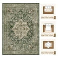 thumbnail image 7 of FEELHOME 4'x6' Vintage Area Rugs, Washable Rug for Living Room Bedroom Dining Room, Soft Carpet Non-Slip Indoor Rug for Office, Floor Rug for Home Decor Green, 7 of 7