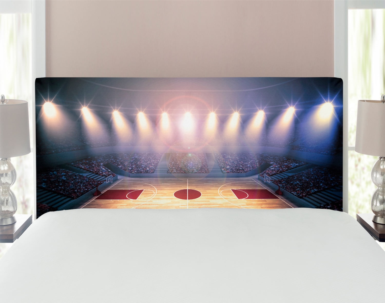 Basketball Headboard, Crowded Basketball Arena Just Before Game Starts