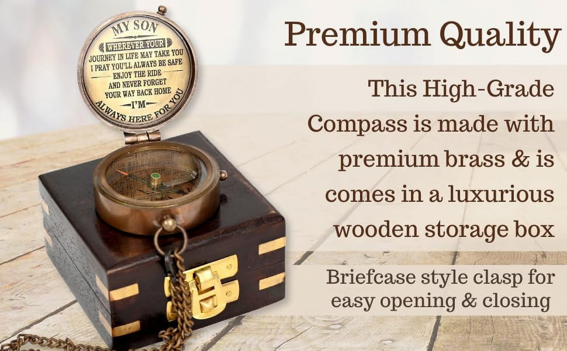 Brass Compass Engraved with Motivational Quote, Gift for Son, Grandson, Daughter, Baptism, Confirmation Communion Godson Church Graduation Day