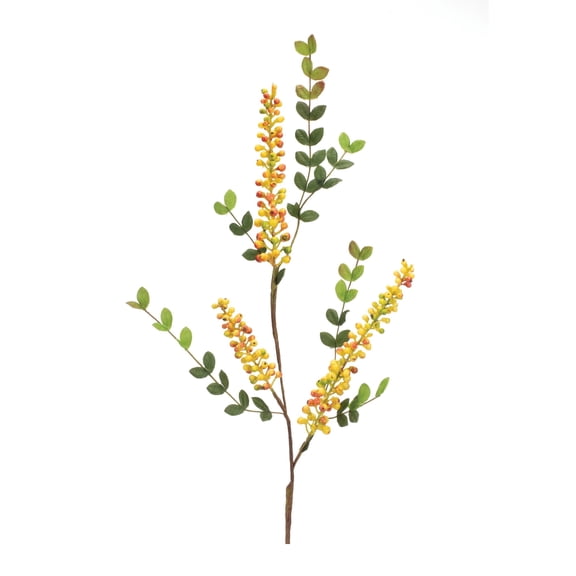 Melrose Artificial Berry Foliage Sprays - 32" - Yellow and Green - Set of 6