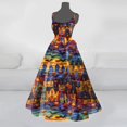 thumbnail image 3 of WEAIXIMIUNG Robe Dorée pour Femmes Robe Évasée Imprimée Sans Manches Robe Tunique Robes d'Invité de Mariage m, 3 of 3
