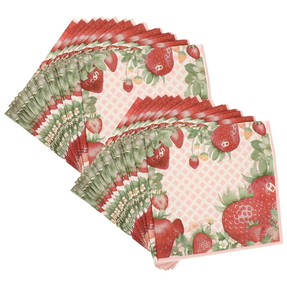 TABLZONE 2-Pack Strawberry Design Disposable Napkins, Multipurpose Paper Napkins for Parties, Dining, Celebrations and Events
