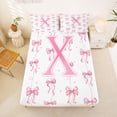 thumbnail image 5 of Manfei Coquette Pink Bow Full Size Sheets For Girl,Cute Letter X Monogrammed Bed Sheets For Kids,4pcs, 5 of 6