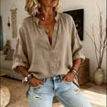 thumbnail image 7 of Craaazy Ladies Fashion 3/4 Sleeve Topss, V Neck Button Down Casual Shirt, Loose Fit Comfy Blouse for Everyday Outfits Gifts, 7 of 7