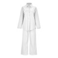 thumbnail image 5 of DGMIOCS Women's Cotton Linen 2-Piece Set - Utility Button Down Shirt & Wide Leg Pants White S, 5 of 8