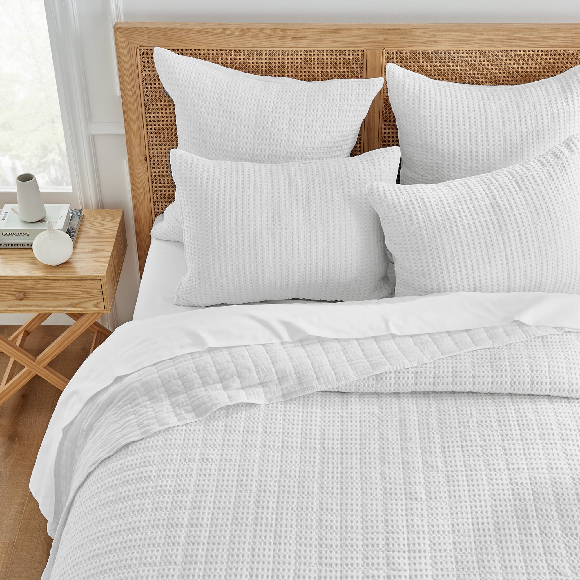 Levtex Home - Mills Waffle - Twin/Twin XL Quilt Set - Bright White Cotton Waffle - Quilt Size (68 x 86in.), Sham Size (26 x 20in.)
