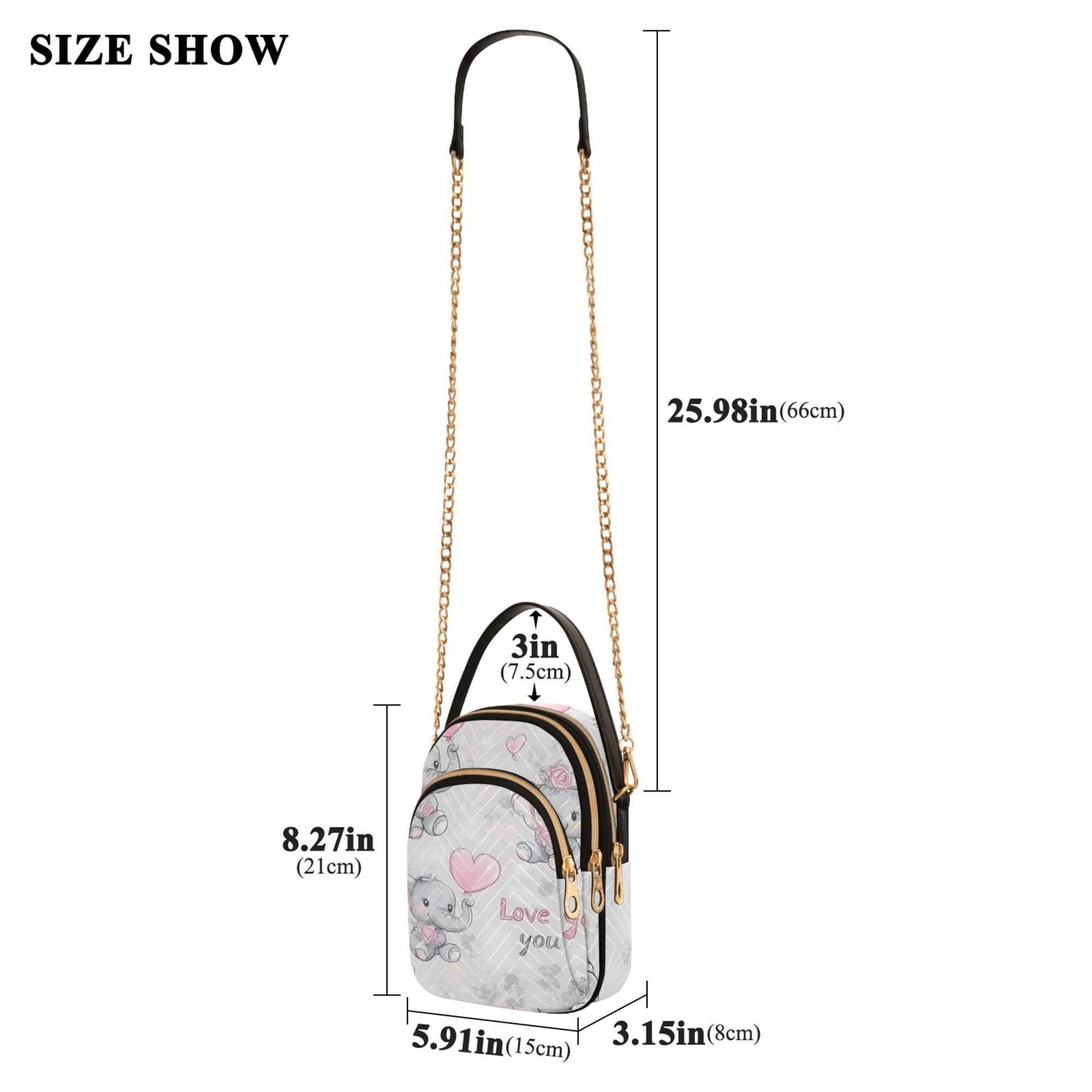 FORMRS Crossbody Bag for Women Quilted Travel Shoulder Cell Phone Purse with Chain Strap Handbag, Cartoon Elephant