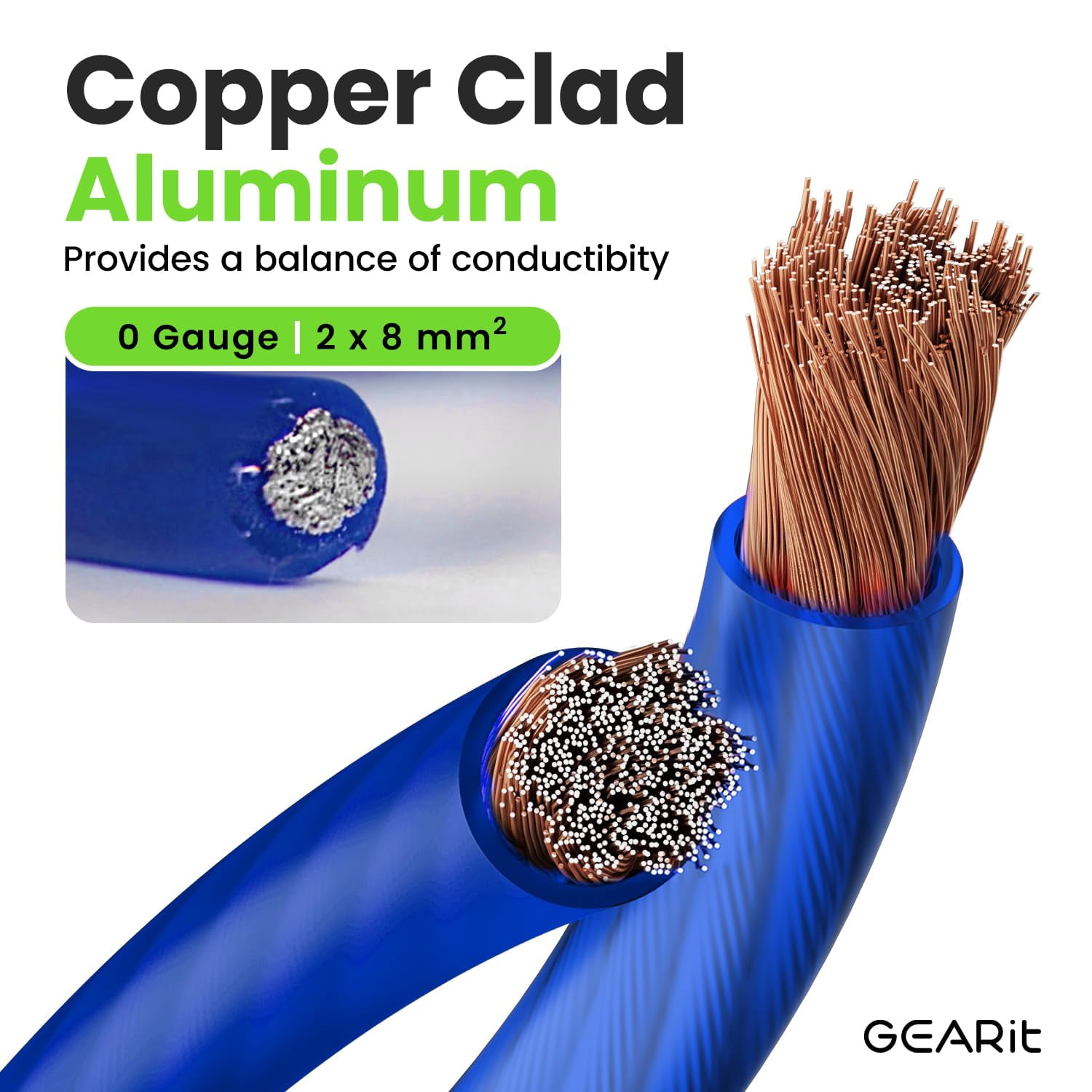 GearIT 1/0 Gauge Wire (25ft - Blue) Copper Clad Aluminum CCA - Primary Automotive Wire Power/Ground, Battery Cable, Car Audio Speaker, RV Trailer, Amp, Wielding, Electrical 0ga AWG - 25 Feet
