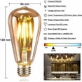thumbnail image 4 of Vintage ST64 Decorative E27 LED Edison Bulb, Industrial Rustic Design 4W Equivalent 40W, Long Lifespan Filament Bulb, Unique Design for Bulb Protection, Warm Light for Kitchens, 4 of 5