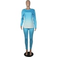 thumbnail image 3 of Fangasis Ladies Sweatsuits Gradient Two Piece Outfit Crew Neck Jogger Set Women Slim Fit Lounge Sets Casual Sports 5#Light Blue M, 3 of 6