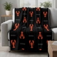 thumbnail image 2 of Red Shrimp Blanket Soft Cozy Warm Throw Blanket for Couch, Plush Fuzzy Flannel Fleece Blankets for Sofa, Black Modern Art Coastal Nautical Bed Blankets Lightweight Gifts for Women, 40"x60", 2 of 9