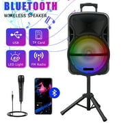 CURUK Bluetooth Portable Speaker with Tripod Stand 12" Woofer PA Sound System Mic TWS FM AUX LED