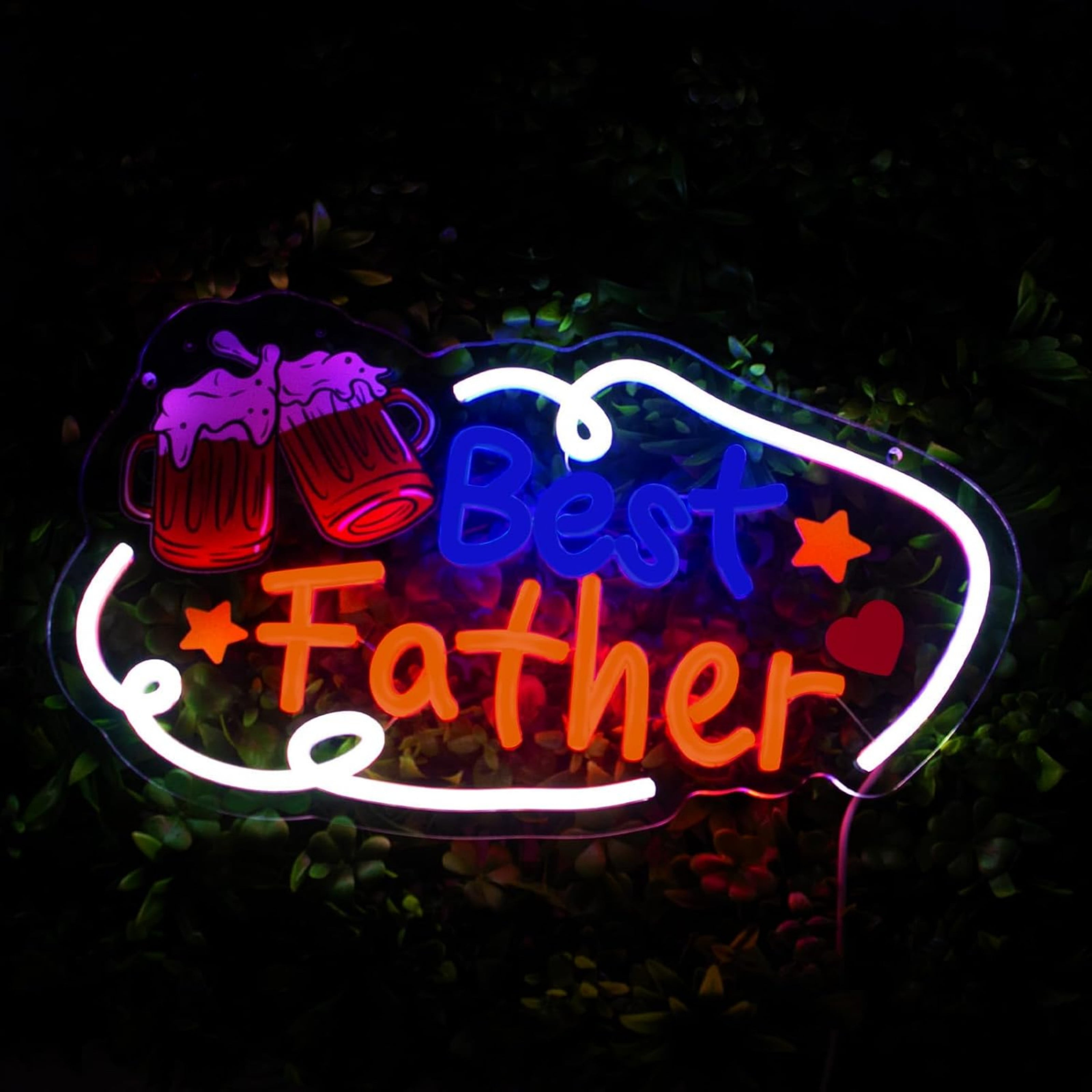 UPONRAY Best Father Neon Signs, 15.7"*9" Dimmable & USB-Powered LED Neon Light, Stylish Wall Decor as gifts for Father's Day, Father's Birthday