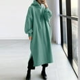 thumbnail image 2 of VSSSJ Women Long Sleeve Loose Oversized Midi Hoodie Sweatshirt Dresses Solid Color Casual Crewneck Long Pullover Dress with Pockets Green XL, 2 of 6