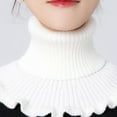 thumbnail image 3 of New Winter Knitted Warm Neckerchief for Women Solid Color Ruffle Scarf Soft Outdoor Knitting Warmer Neck Collar Pullover Scarves (Pink), 3 of 6