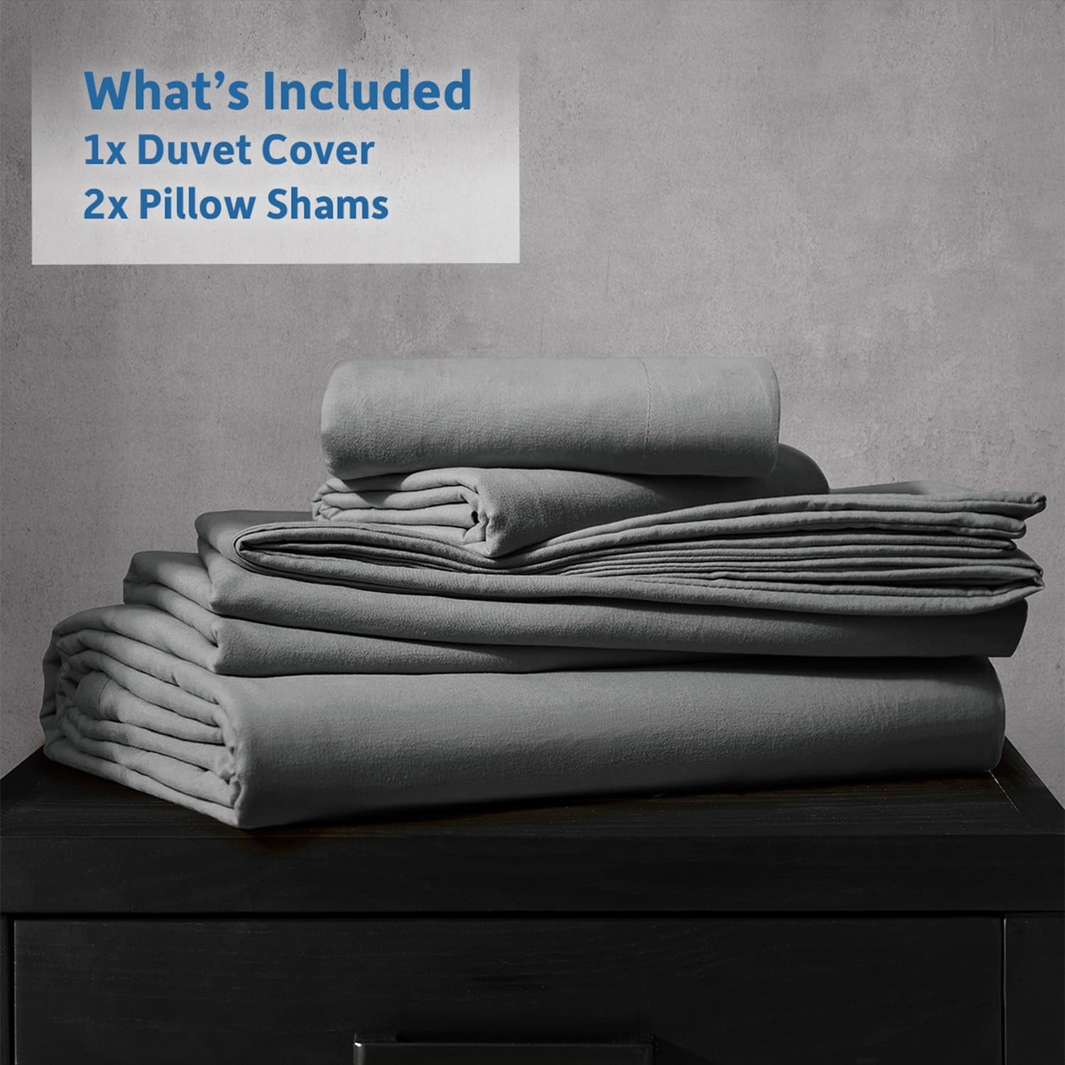 LammaLoe Duvet Cover Ful Size, Soft Prewashed 3-Piece Duvet Cover Bedding Set with Pillow Shams, Grey