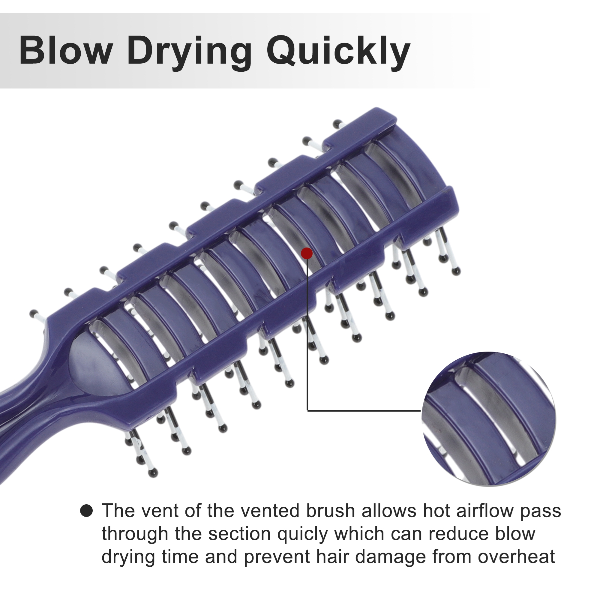 Unique Bargains Vented Hair Brush with Ball-Tipped Bristles for Wet Short Curly Hair