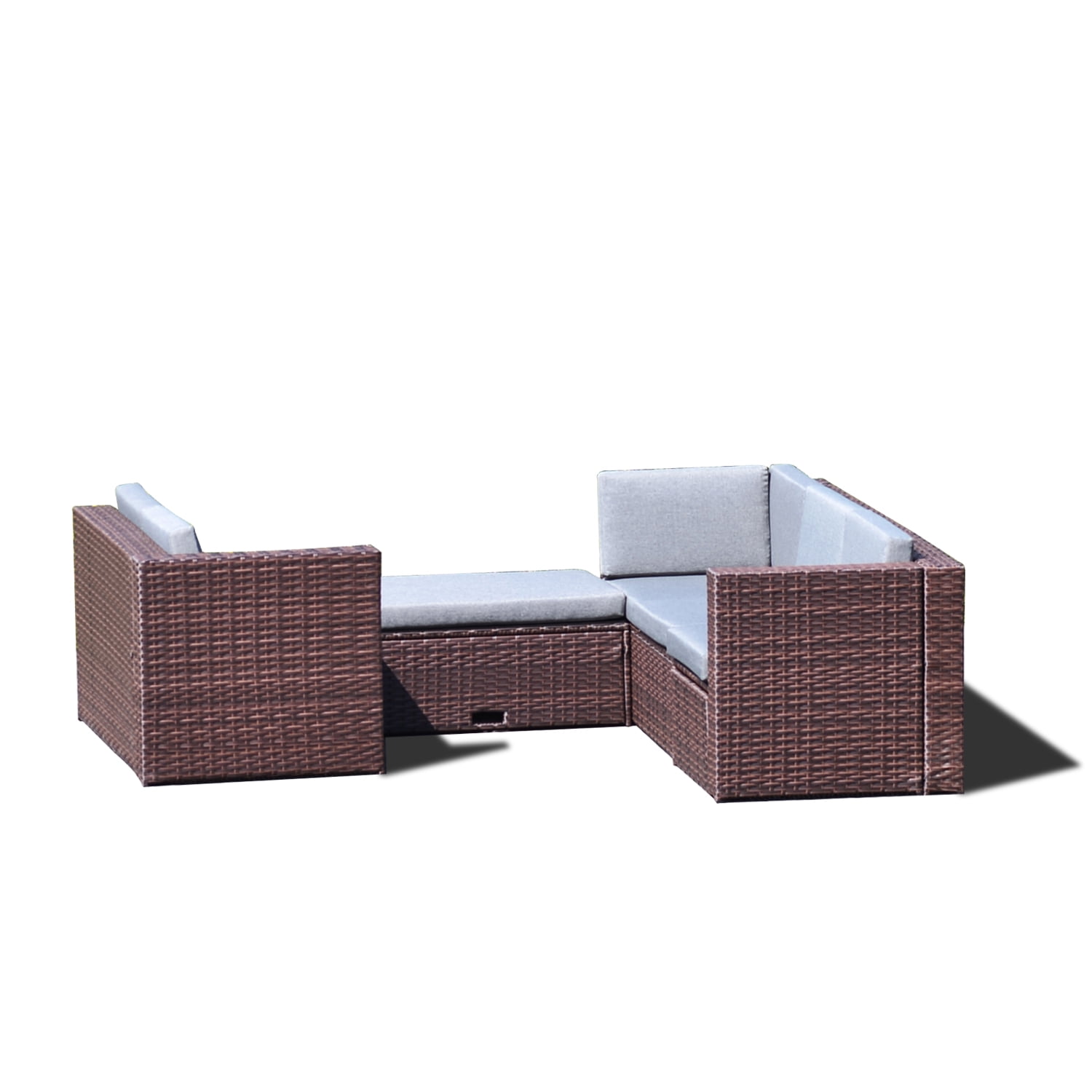 Sky Patio 4 Pieces Outdoor Furniture Complete Patio Wicker Rattan Garden Corner Sofa Couch... by Sky Patio
