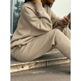 thumbnail image 5 of Women'S Sweatsuit Sets 2 Piece Fleece Outfit Half Zip Sweatshirt and Joggers Pants Tracksuit Khaki S, 5 of 8