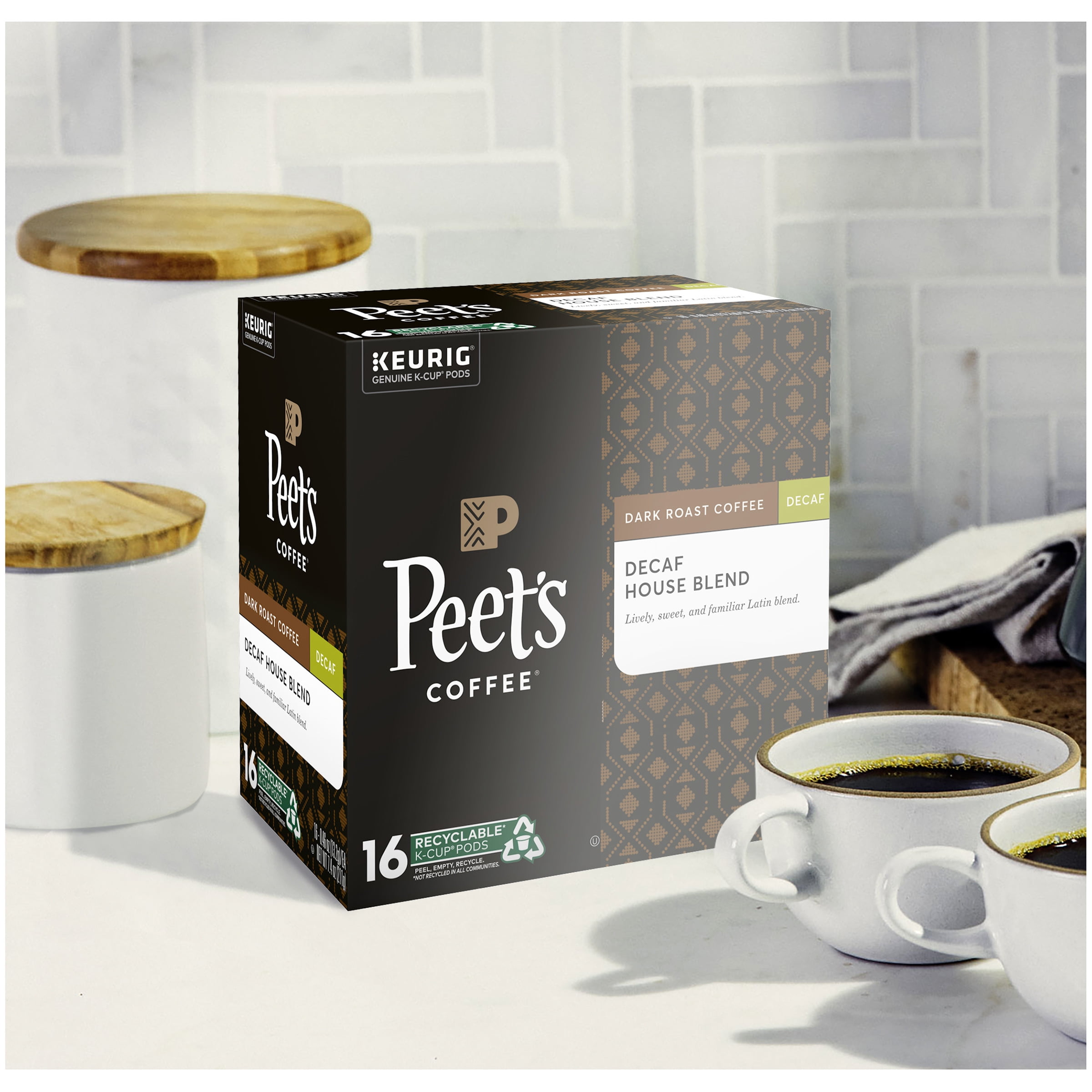 Peet's Coffee® Decaf House Blend Dark Roast Coffee K-Cup® Pods 16 ct Box