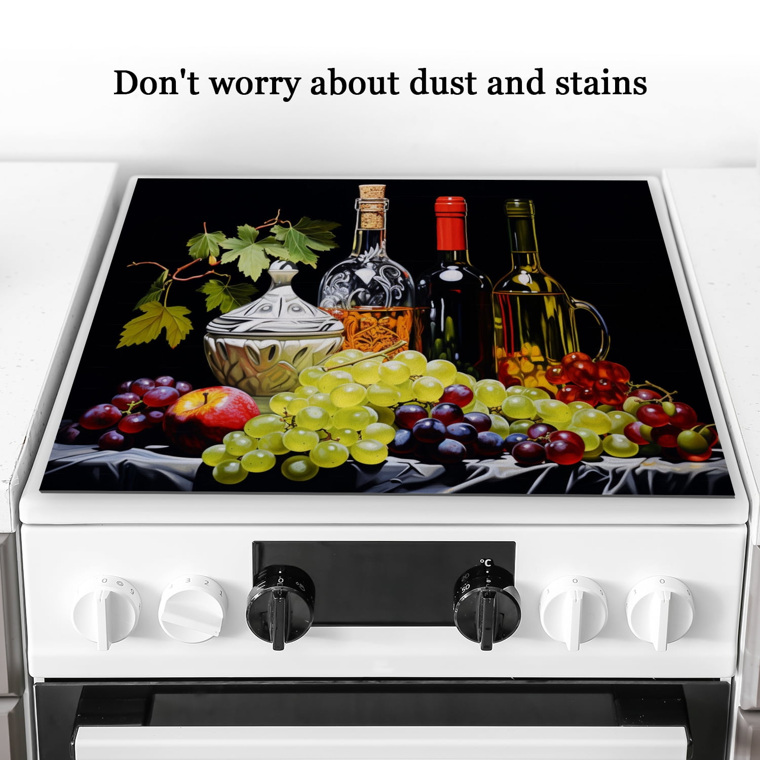 Stove Cover For Glass Top Electric Stove, Vintage Wine Bottle Print Square Foldable Kitchen Mat, Decoration Waterproof Pad for Kitchen RV(28×20 Inch)