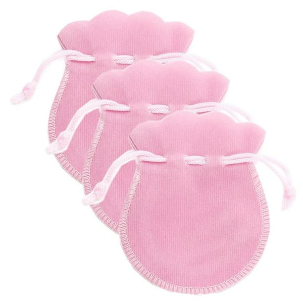 Bolsas de terciopelo para joyería VelvtyPink 3Pzas Rosa 7x9cm Terciopelo Bolsa en Forma de Calabaza.