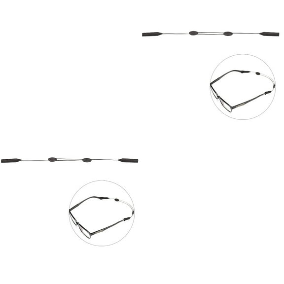 FRCOLOR 2pcs Universal Fit Silicone Rope Adjustable Safety Eyewear Eyeglass Sunglass Glasses Strap Band Cord Chain for Outdoor Sports (Black)