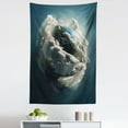thumbnail image 1 of Earth Tapestry, Planet Surrounded by Majestic Clouds Dramatic Aerial View Earth Environment, Fabric Wall Hanging Decor for Bedroom Living Room Dorm, 5 Sizes, Petrol Blue White, by Ambesonne, 1 of 1