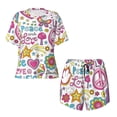 thumbnail image 4 of Naloa Peace Love and Dove Flower Power Women's Short-Sleeved Pajama Set, Loungewear, Summer pajamas, Breathable Cozy - X-Large, 4 of 9