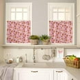 thumbnail image 2 of Pink Christmas Kitchen Curtain 2 Panels Tiers Curtains 24 Inch Length, Western Xmas Poinsettia Botanical Curtains Rod Pocket Curtains Window Drapes Treatment Window Cafe Curtains, 2 of 5