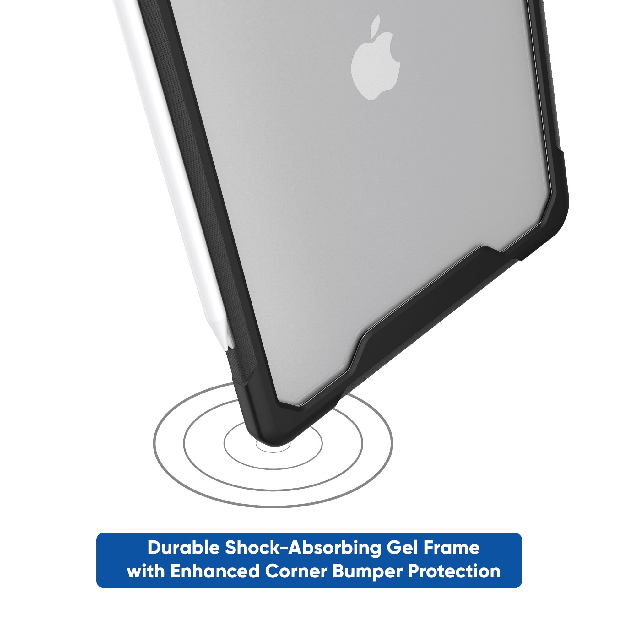 onn. Slim Rugged Tablet Case for iPad Air 13" (M3, M2) / iPad Pro 12.9" (6th, 5th, 4th, 3rd generation) - Black/Clear