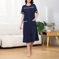 thumbnail image 5 of Ailaofu Women Zipper Robe Short Sleeve Duster Housecoat Short Bathrobes Zip Front Nightgown with Pockets, 5 of 7