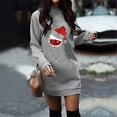 thumbnail image 2 of Christmas Dresses for Women Casual Long Pullover Long Sleeve Round Neck Mini Sweatshirt Dress Sweater Dresses, 2 of 4