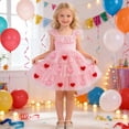 thumbnail image 2 of Adeawade Girl Dress 2-3 Years Sleeveless Party Birthday Dress With Heart Print Skirt For Performance Crewneck Sundresses Adorable Playsuit Red, 2 of 7
