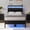 Black, variant on Twin Size Bed Frame with Charging Station and LED Lights, White Upholstered Headboard with 2-Tier Storage Shelves, Metal Bed Frame with Headboard, No Box Spring Needed, Easy Assembly,Black