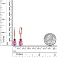 thumbnail image 2 of Gem Stone King 18K Rose Gold Plated Silver Pink Moissanite and Red Created Ruby Dangle Earrings for Women with Lab Grown Diamond (4.53 Cttw, Oval 9X7MM), 2 of 3
