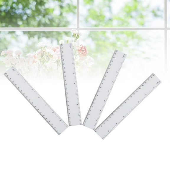 HEALEEP 4Pcs Straight White Plastic Ruler Measuring Tools 8.0X1.3X0.1In For Students Artists Designers