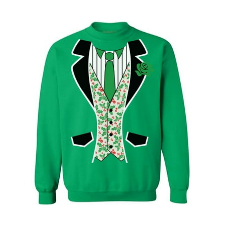 Naughty Tacky Christmas Sweaters Awkward Styles Green Tuxedo Christmas Sweatshirt Funny Ugly Christmas Sweater Tacky Christmas Jumper Holiday Gift Christmas Tuxedo Sweater Holiday Ugly Sweater Chrismtas Tux Pullover Christmas Gifts ()