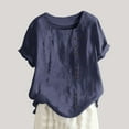 thumbnail image 2 of UYISJ Women's Crewneck Tops Shirt Short Sleeves Printed Button Trim Blouse Comfy Loose Fit Casual Vintage Tee Shirt Top, 2 of 5